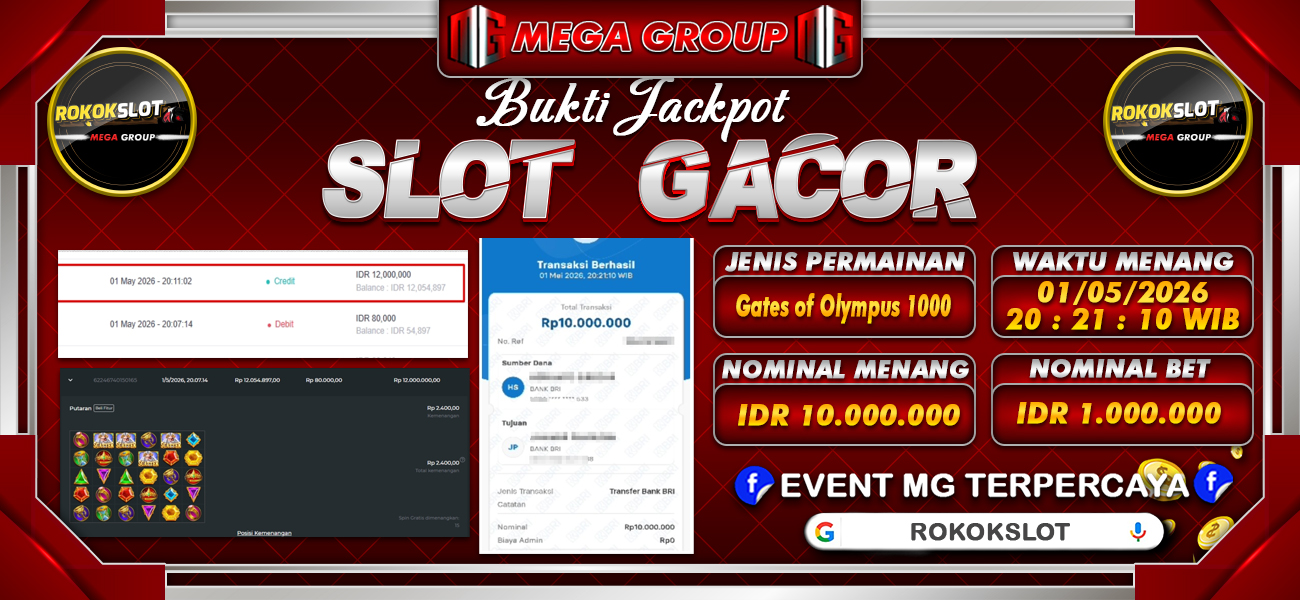 Bukti JP situs Rokokslot hari Jumat, 01 Mei 2026