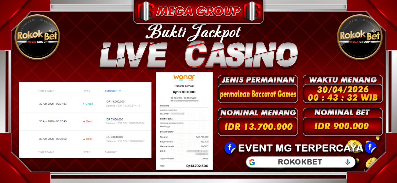 Bukti JP situs Rokokbet hari Kamis, 30 April 2026