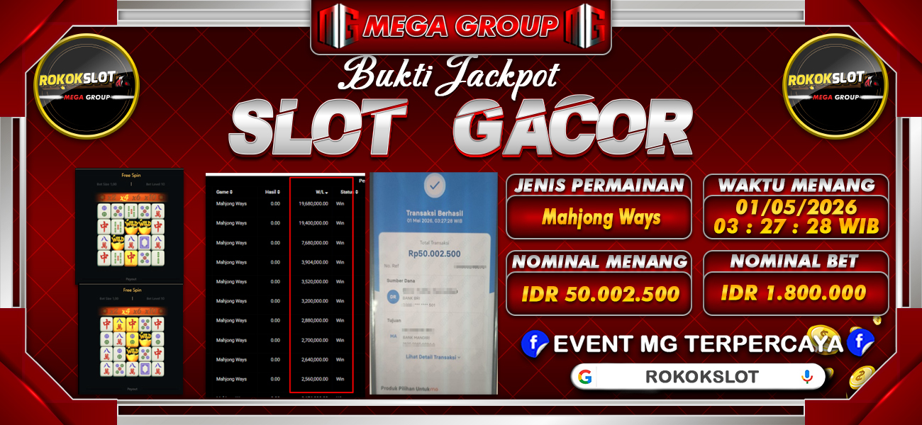 Bukti JP situs Rokokslot hari Jumat, 01 Mei 2026