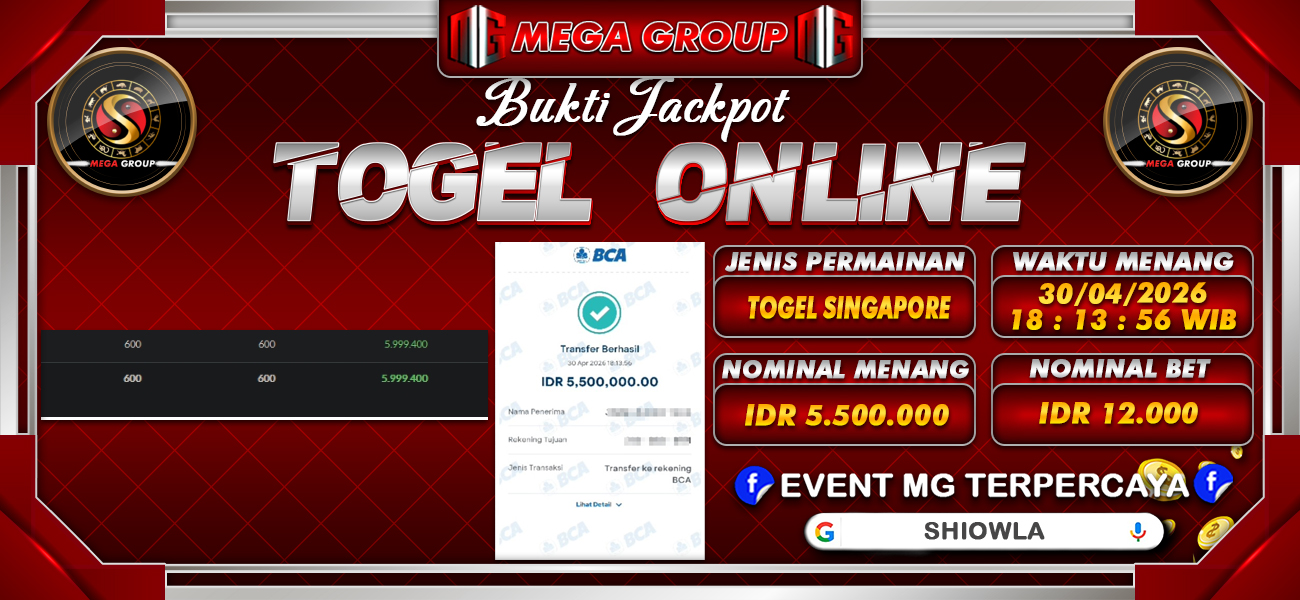Bukti JP situs Shiowla hari Kamis, 30 April 2026