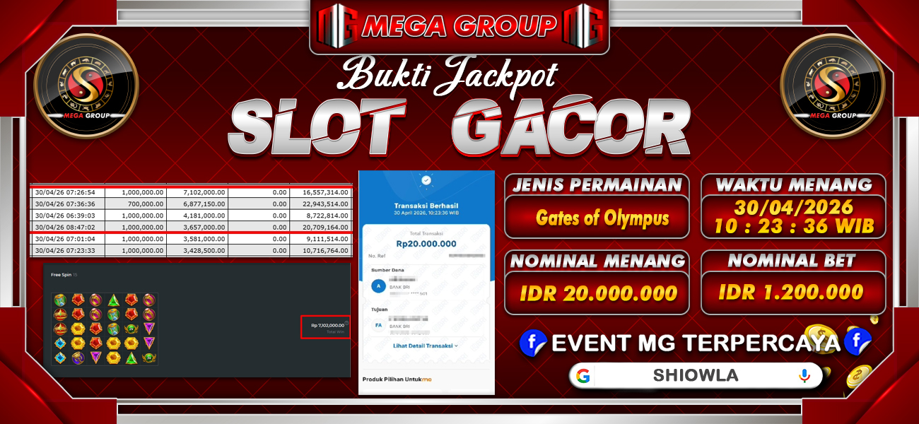 Bukti JP situs Shiowla hari Kamis, 30 April 2026